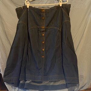 Denim Button-Front Skirt